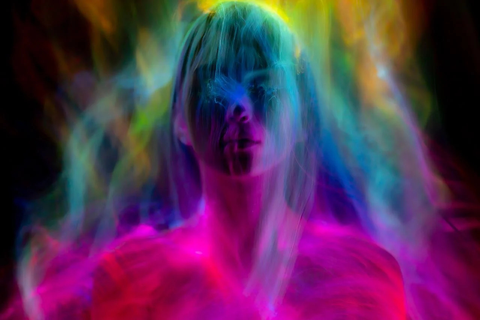 Colorful Light Artwork of a Woman